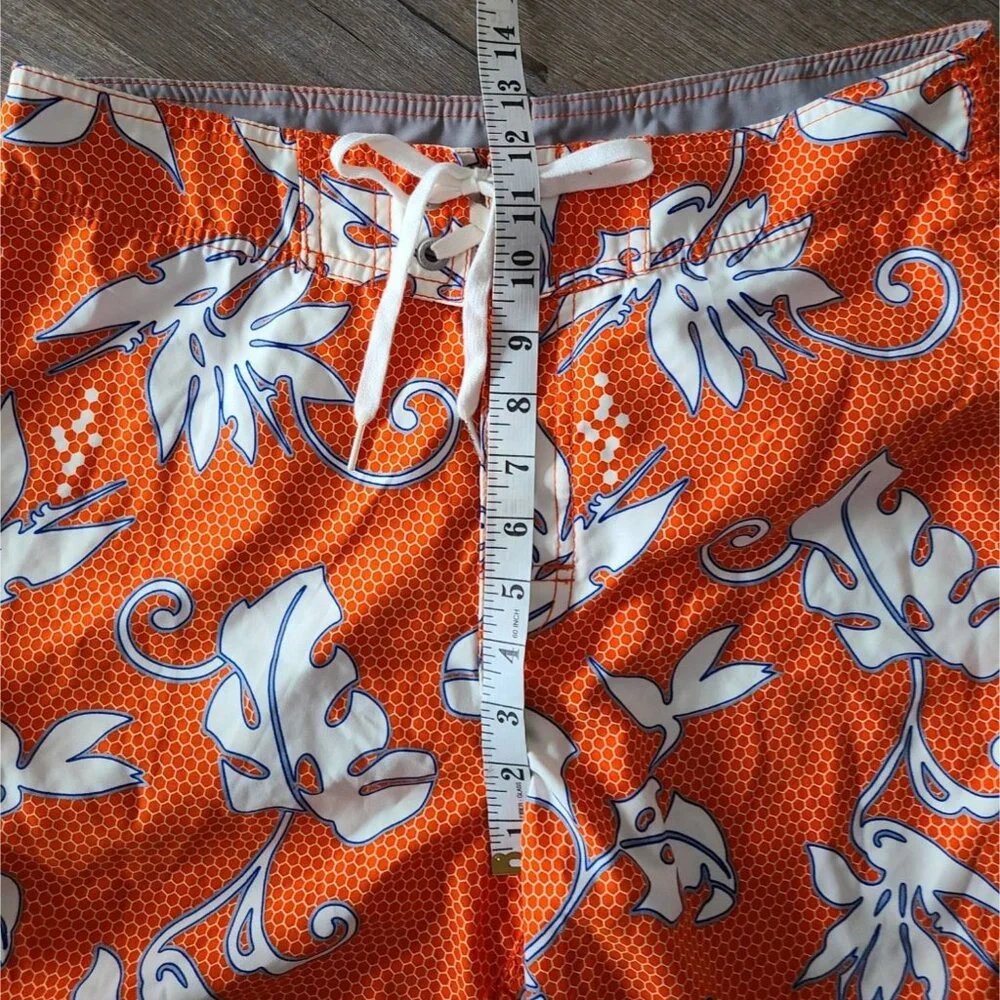 Billabong Y2K US Men's Size 33 Orange Hibiscus Aloha Board Shorts 9